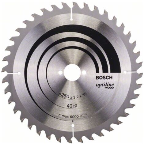 Bosch Kreissägeblatt Optiline Wood für Tischkreissägen 250 x 30 x 3,2 mm 40