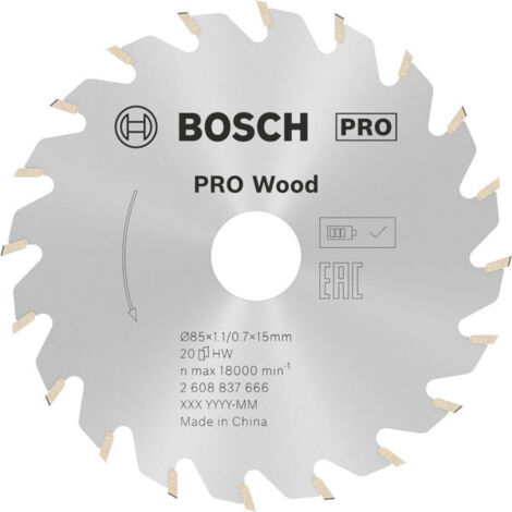 Bosch Kreissägeblatt Standard for Wood für Akkusägen 85 x 1,1/0,7 x 15 20 Zähne