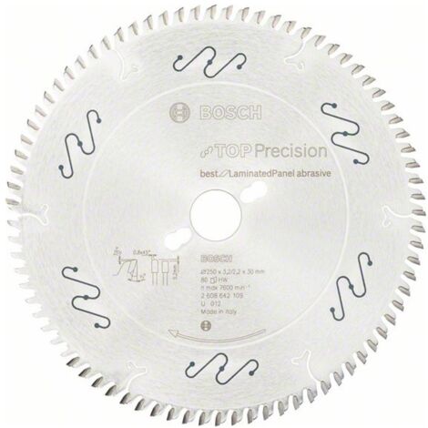 Bosch Kreissägeblatt Top Precision Best for Laminated Panel Abrasive 250x30x3,2 mm, 80 - 2608642109