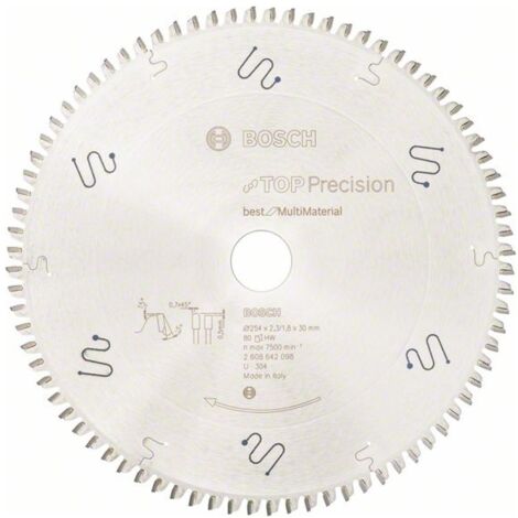 Bosch Kreissägeblatt Top Precision Best for Multi Material, 254 x 30 x 2,3 mm, 80
