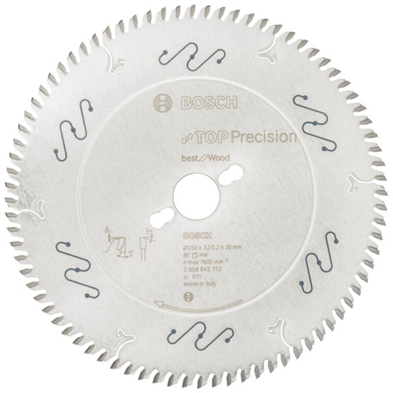 Lama da sega circolare Top Precision, ideale per legno, 250 x 30 x 3,2 mm, 80