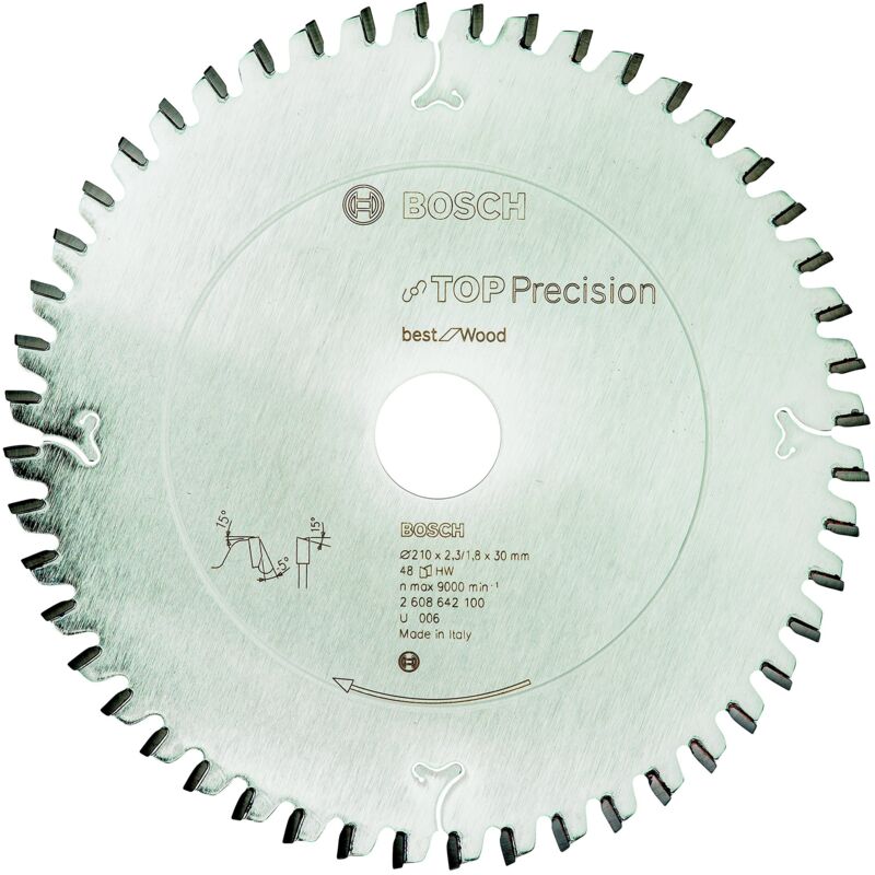 Lama da sega circolare Top Precision, ideale per legno, 210 x 30 x 2,3 mm, 48 denti