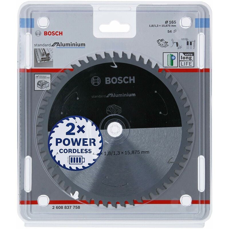 Accessories Lama Per Sega Circolare Standard For Aluminium (Alluminio, 165 x 20/15.875 x 1.8 mm, 54 Denti, Accessorio Per Sega Circolare a Batteria)