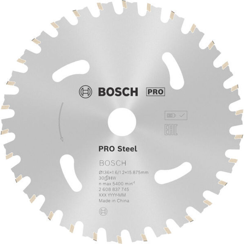 Bosch - Professional Lama per sega circolare Standard for Steel (acciaio, 136 x 15,875 x 1.6 mm, 30 denti, accessorio per sega circolare a batteria)