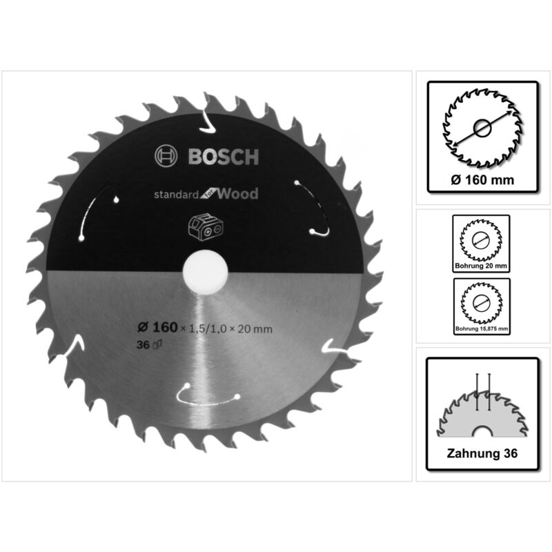 Lama circolare senza filo PRO Wood, 160 x 1,5 x 20 mm, T36