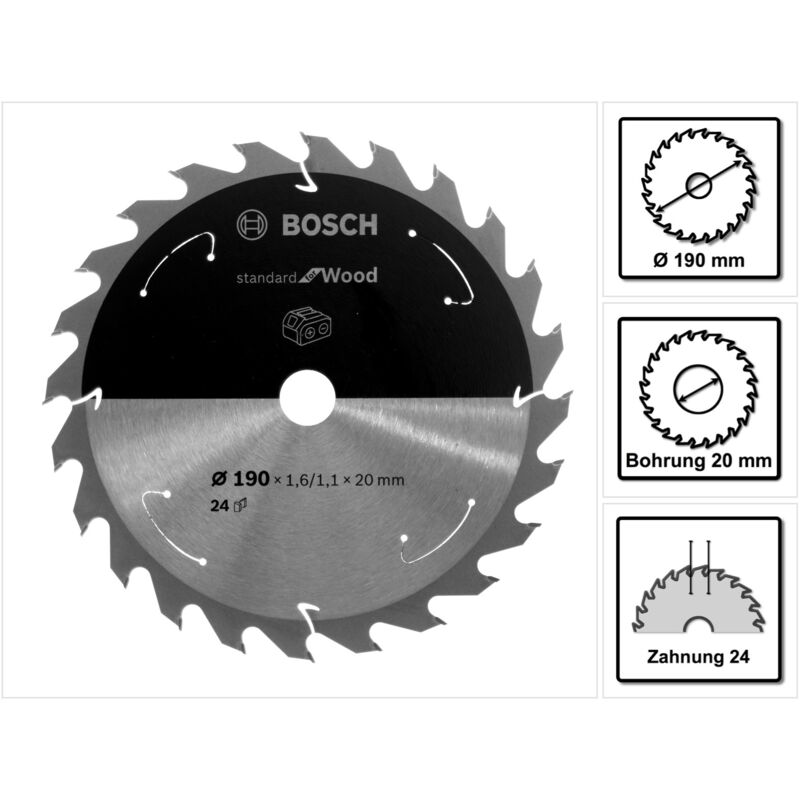 Lama circolare senza filo PRO Wood, 190 x 1,6 x 20 mm, T24