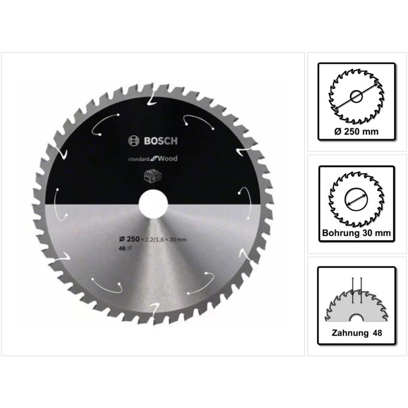 Lama circolare senza filo PRO Wood, 250 x 2,2 x 30 mm, T48