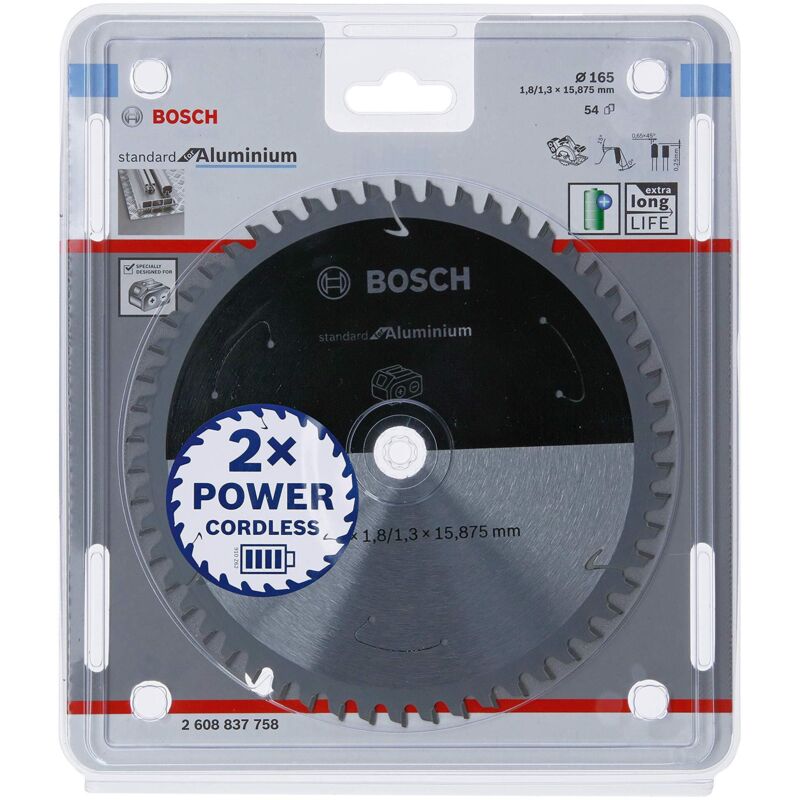 Bosch - Professional Lama per sega circolare Standard for Aluminium (alluminio, 165 x 20/15.875 x 1.8 mm, 54 denti, accessorio per sega circolare a