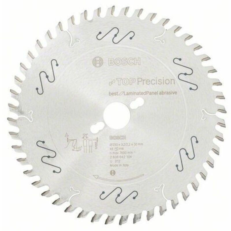 Lama da sega circolare Top Precision, ideale per pannelli laminati, abrasivi 250x30x3,2 mm, 48
