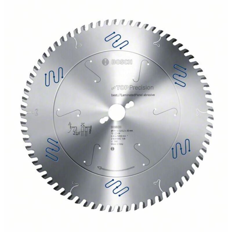 Lama da sega circolare Top Precision, ideale per pannelli laminati, abrasivi 350x30x3,2 mm, 72 denti
