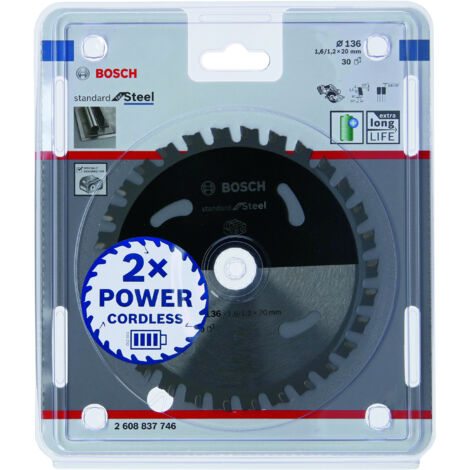 Bosch – Lame de scie circulaire 136mm 30 dents – Alésage 20mm pour acier inoxydable – Coupe extra-fine – 2608837746