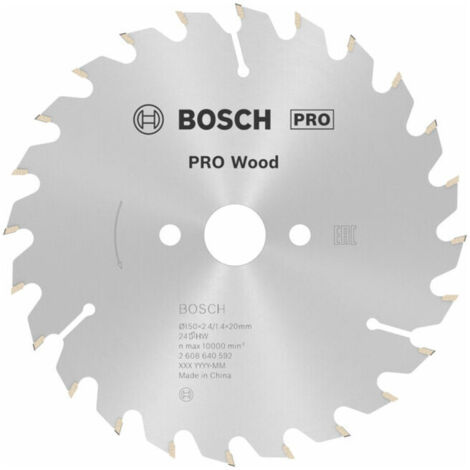 Bosch – Lame de scie circulaire 150 mm – Alésage 20 mm – 24 dents carbure pour coupes nettes bois dur – Compatible scies à main et à onglet - WOOD 150 X