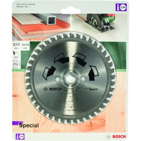 Bosch – Lame de scie circulaire 150 mm – Alésage 20 mm – 42 dents – Pour bois massif et métaux non ferreux – Coupe nette sans éclat