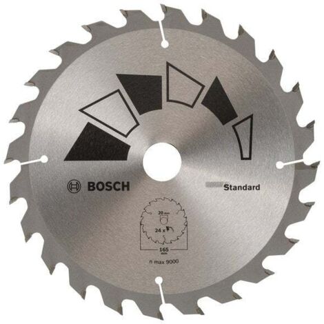 Bosch – Lame de scie circulaire 165 mm 24 dents – Pour bois dur et plastique – Coupe nette sans éclat – Alésage 20/16 mm