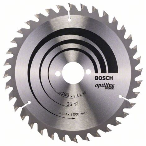 Bosch – Lame de scie circulaire 190mm pour bois dur – Alésage 30mm – 36 dents en carbure – Épaisseur 2.6mm – 2608640616