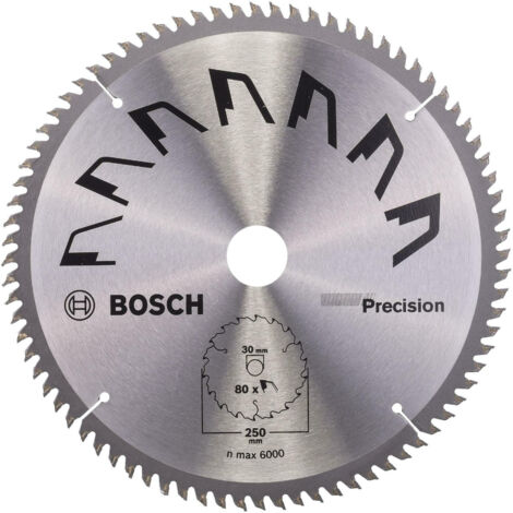 Bosch – Lame de scie circulaire 250 mm – Alésage 30 mm – 80 dents pour coupe précise – Pour bois dur et teck - 2609256882