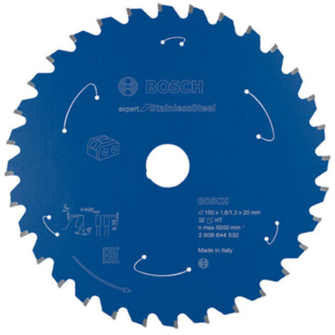 Bosch Lame de scie circulaire Expert for Stainless Steel pour scies circulaires portatives sans fil 150 x 1,6 x 20 32 dents - 2608644532