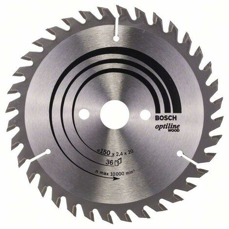 Bosch Lame de scie circulaire Optiline Wood, 150 x 20/16 x 2,4 mm, 36 dents - 2608640593