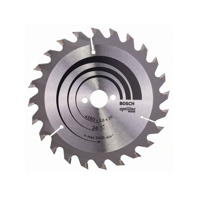 Lame de scie circulaire 165 x 30 x 2,6mm Optiline Wood pour le bois 24 dents - BOSCH - 2608640602