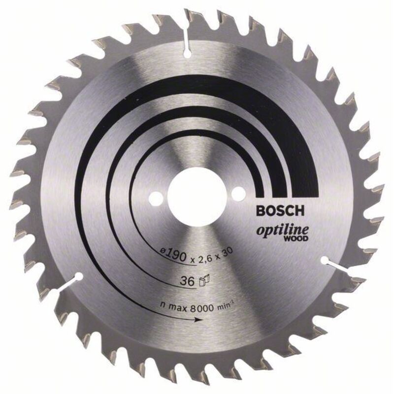 Bosch – Lame de scie circulaire 190mm pour bois dur – Alésage 30mm – 36 dents en carbure – Épaisseur 2.6mm – 2608640616
