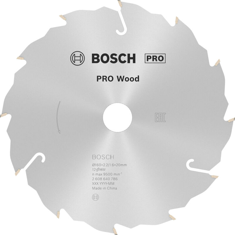 Bosch – Lame de scie circulaire 160 mm 2608640786 – 12 dents en carbure pour bois massif – Coupe précise et durable