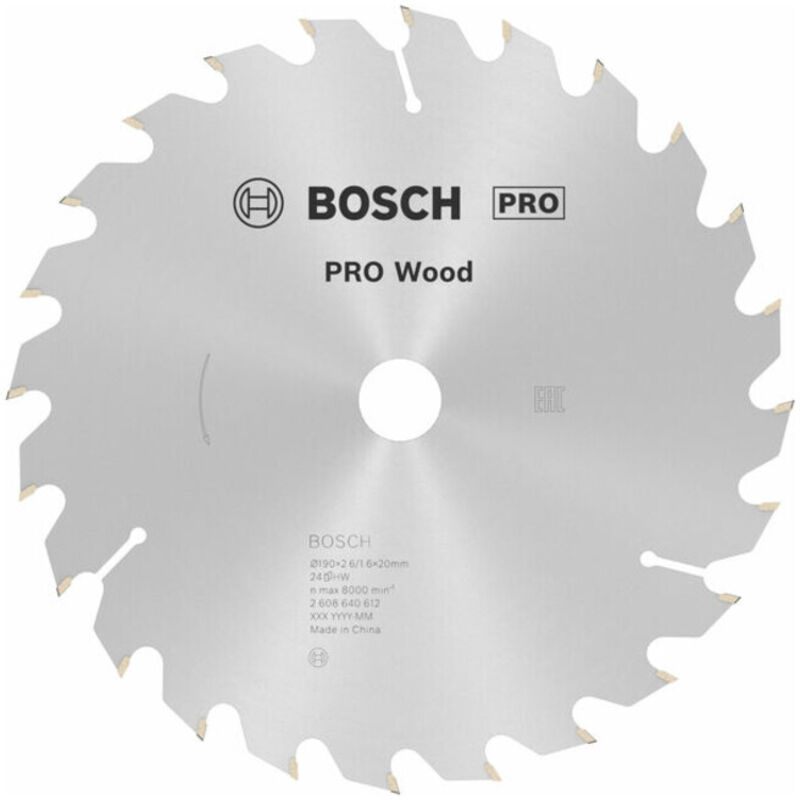 Bosch - Lame de scie circulaire pro Wood 190 x 2,6 x 20 mm - 2608640612