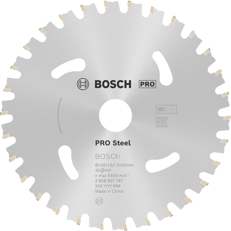 Bosch - Lame pro Steel cordless pour scies circulaires 140 x 1,6 x 20 mm - 2608837747