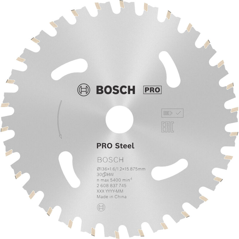 Bosch - Lame pro Steel cordless pour scies circulaires 136 x 1,6 x 15,875 mm - 2608837745