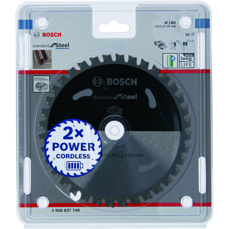 Bosch - Standard pour lame de scie circulaire en acier pour scies sans fil 160 x 16/12 x 20 T36 2608837749