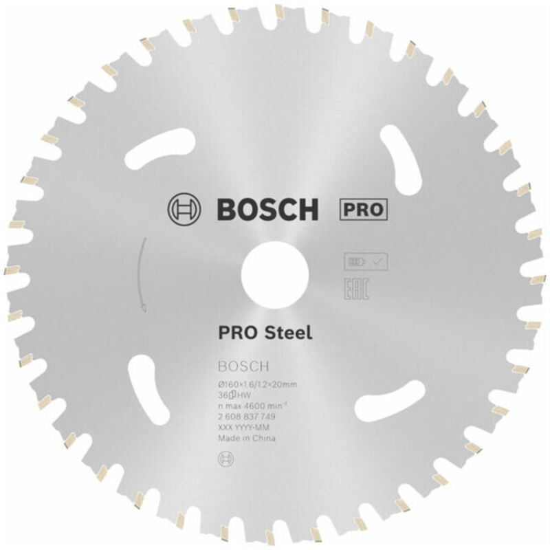 Bosch Lame de scie circulaire Standard for Steel pour scies sans fil 160 x 1 61 2 x 20 T36 2608837749