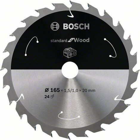 Bosch Lame de scie circulaire Standard for Wood pour scies sans fil 165x1.5/1x20, T24 - 2608837685