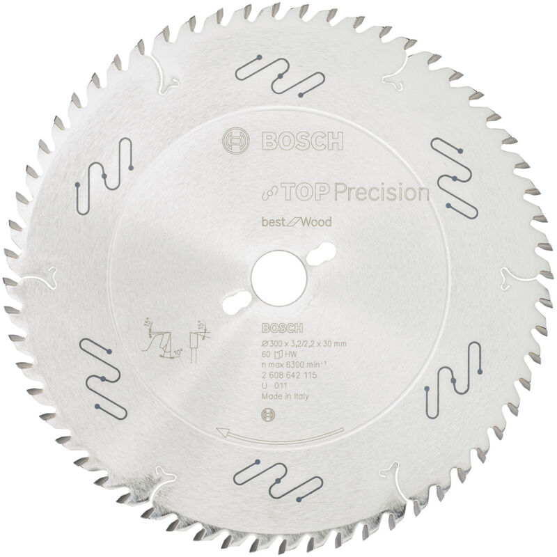 Bosch - Lame de scie circulaire Top Precision Best for Wood 300 x 30 x 3,2 mm, 60 - 2608642115