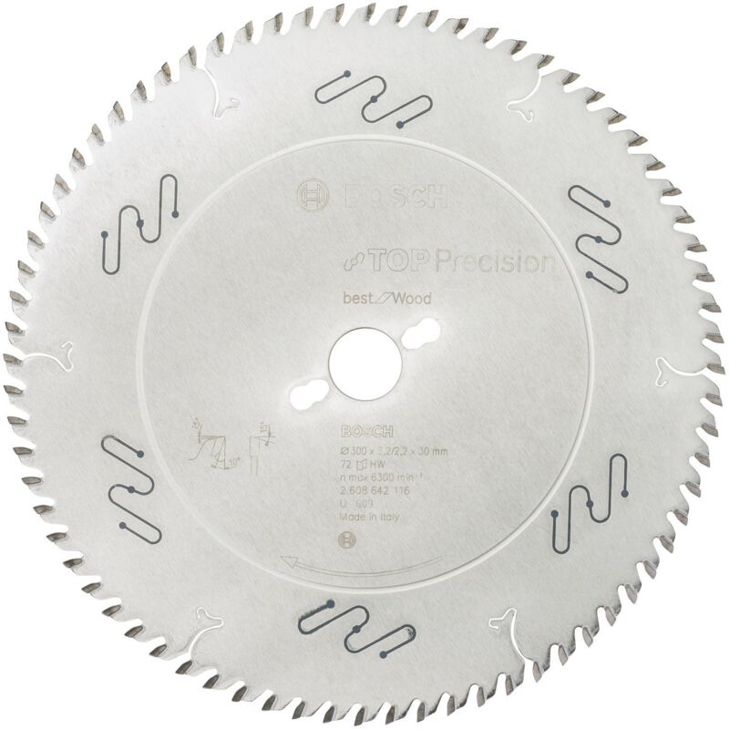 Bosch - Lame de scie circulaire Top Precision Best for Wood 300 x 30 x 3,2 mm, 72 - 2608642116