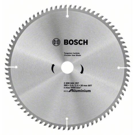 Bosch – Lame de scie ECO ALU 305 mm 80 dents – Alésage 30 mm pour aluminium et panneaux MDF – Vitesse max 5000 tr/min – 2608644397