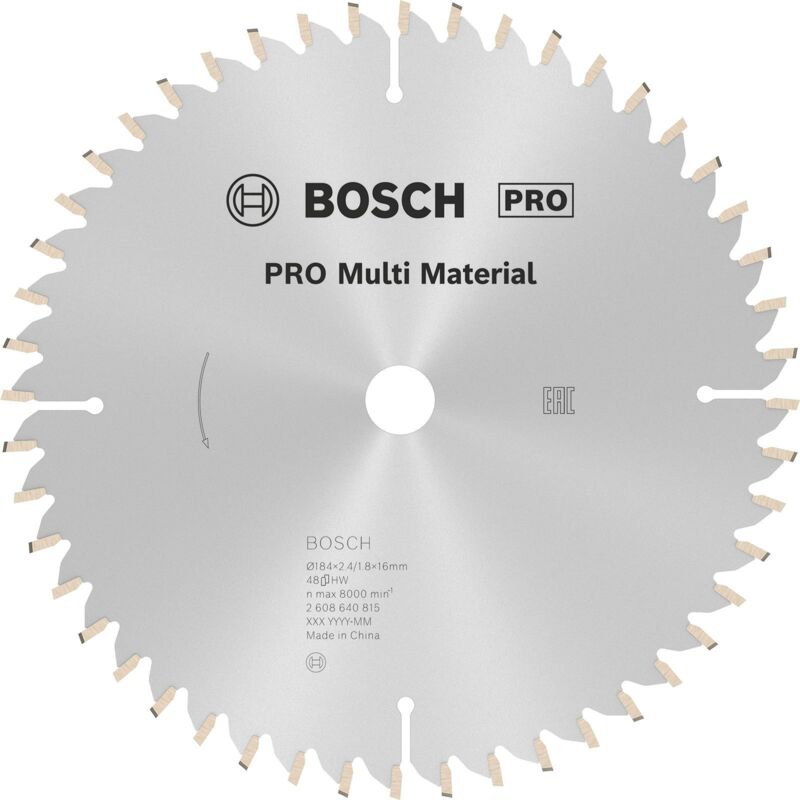 Bosch - Lames de scie circulaire polyvalente MultiMaterial - 184 mm - 2.4 mm - 16 mm - 48 dents