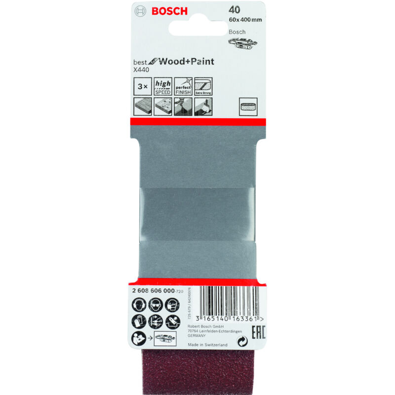 Bandes abrasives set de 3 pièces 60 x 400 mm