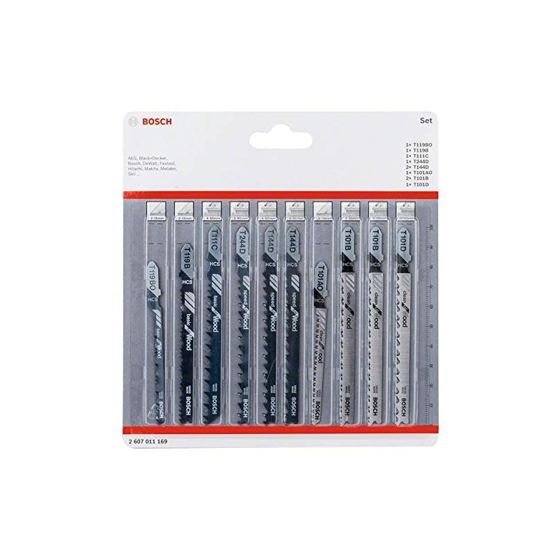 Bosch - professional accessories 2607011169 lot de 10 accessoires professional set de lames de scie sauteuse (pour bois, acc
