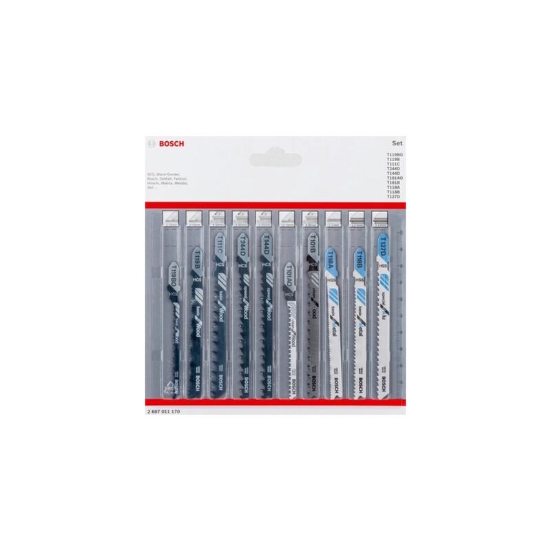 Bosch - professional accessories 2607011170 professional lot de 10 accessoires set de lames de scie sauteuse (pour bois et m