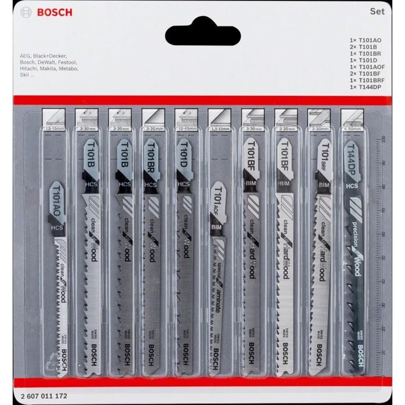 Bosch - professional 10 pièces set de lames de scie sauteuse clean (pour bois et stratifié, accessoires pour scie sauteuse avec ti