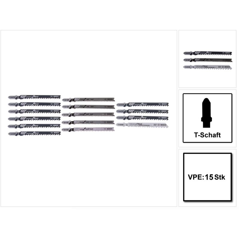 BOSCH  - Pack de 15 lames de scie sauteuse pour le bois 2607011436