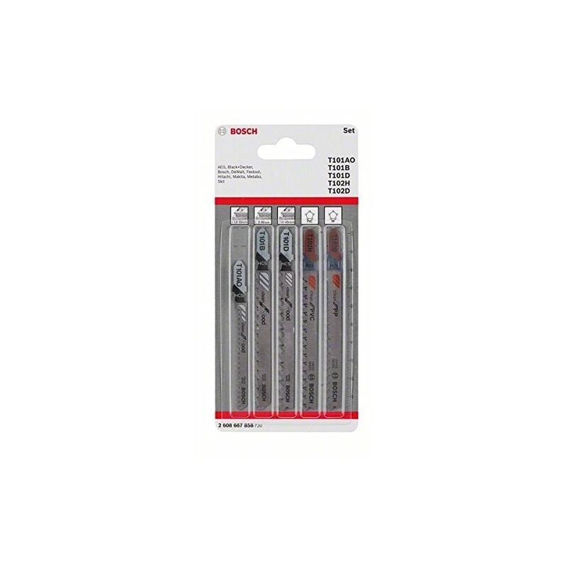 Bosch - 2608667858 lame de scie sauteuse-set, argent, set de 5 pièces