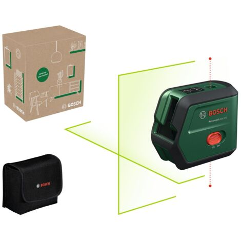 Bosch laser de réticule AdvancedLevel 2G (projection du réticule à nivellement automatique, laser vert, batterie lithium-ion de batterie de 3,6 V avec chargement USB-C sur l'outil, dans la boîte e-com