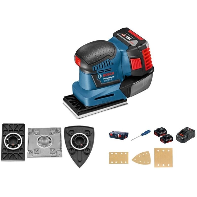 

Bosch Lijadora orbital a batería GSS 18 V-10 2x baterías 5.0 Ah L-Boxx