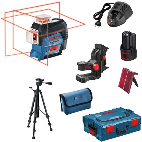 Bosch Linienlaser GLL 3-80 C + BM1 + L-Boxx mit 2,0 Ah + Ladegerät + BT 150