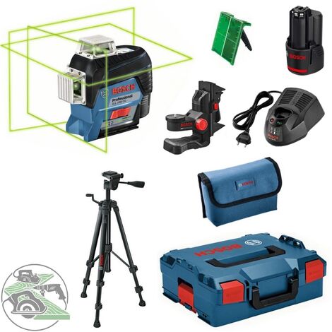 Bosch Linienlaser GLL 3-80 CG L-Boxx 2,0 Ah Li Ion Akku + Baustativ BT 150