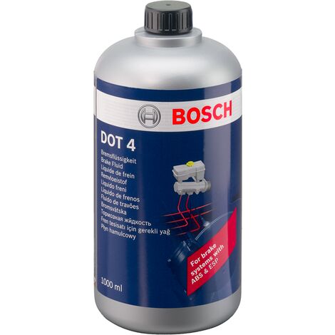 Bosch – Liquide de frein DOT 4 1L – Point d'ébullition 230 °C – Compatible systèmes de freinage hydraulique – Haute performance - 1987479107