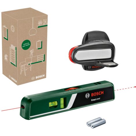 Bosch livella laser a bolla EasyLevel con fissaggio a parete (linea laser per allineamento flessibile su pareti e punto laser per un facile trasferimento dell'altezza,in scatola di cartone E-Commerce)