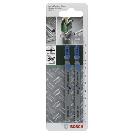 BOSCH Lot de 2 lames coupe rapide et grossière BOSCH T123x pour métal épais
