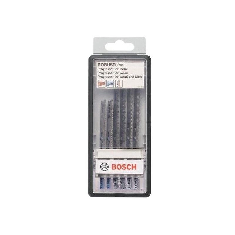 Coffret de 6 lames de scies sauteuses pour bois et métal avec emmanchement t - bosch