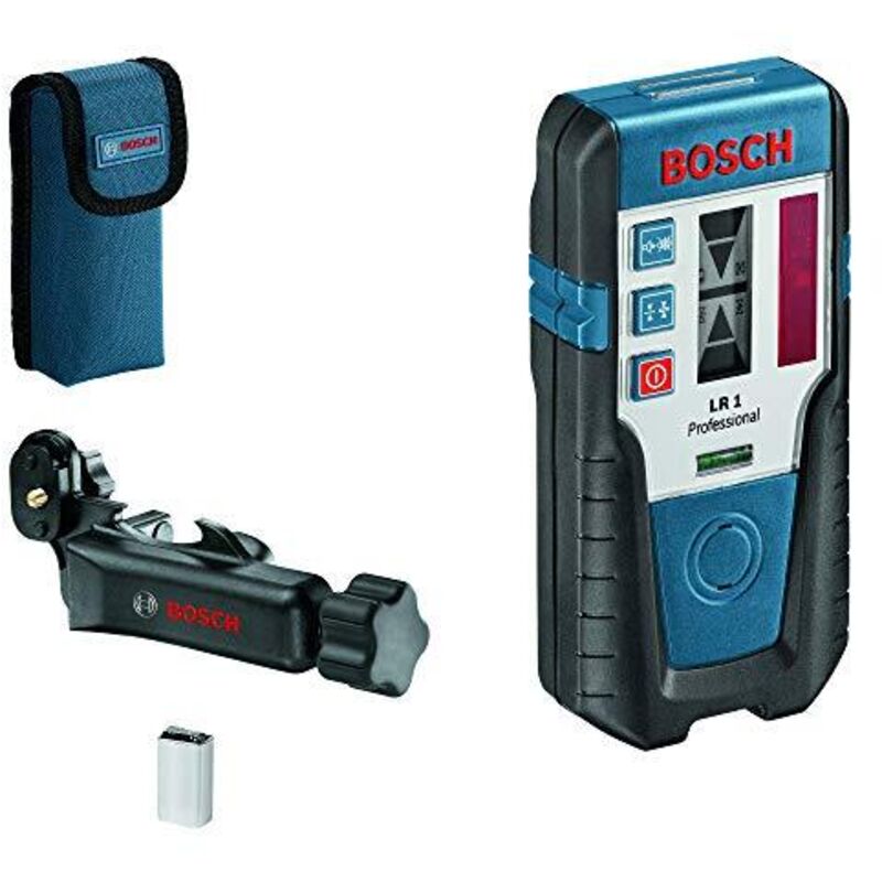 Bosch - Professional Ricevitore Laser lr 1 (Laser Rosso, 1 Batteria da 9V, Staffa, Raggio D'Azione: 0–200 m)